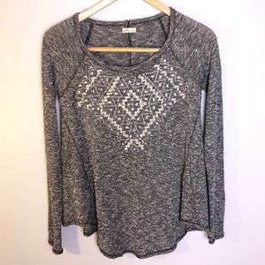 Hollister Embellished Gray Knit Sweater